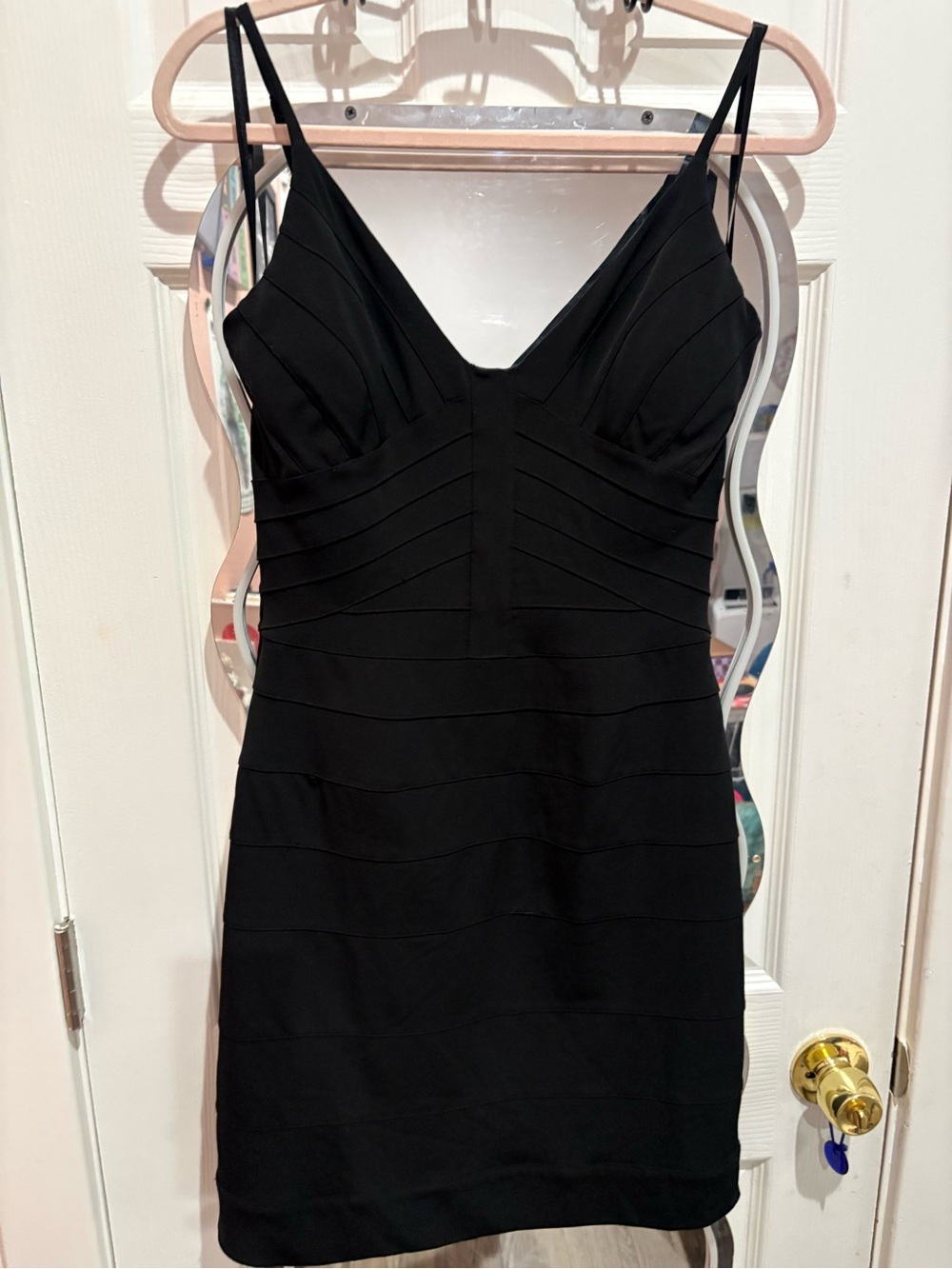 Max and Cleo Black V-Neck Strappy Bandage Mini Dress